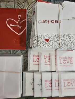 #Sabika Lot: 45 Gift Boxes, 9 Cleaning Cloths, 1 Guest Book, 80 Boxed Envelopes